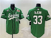 Men's Philadelphia Eagles #33 Cooper DeJean Green 2025 Super Bowl LIX And 3-Star C Patch Stitched Baseball Jersey,baseball caps,new era cap wholesale,wholesale hats
